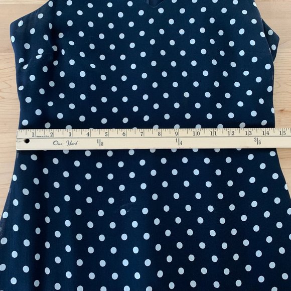 Tessuto Fully Lined Polkadot Navy Shift Dress - Size 4 - Picture 8 of 9